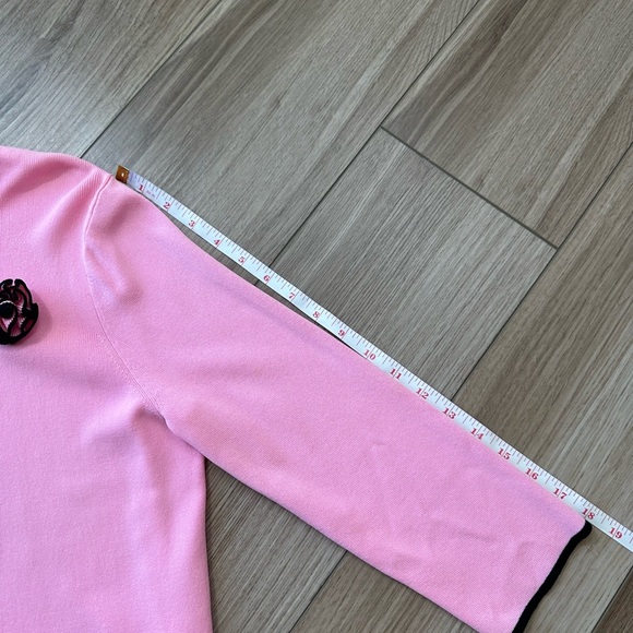 💕Vintage Pink with Black Trim Coquette Floral Detail Cardigan💕 - Picture 4 of 6